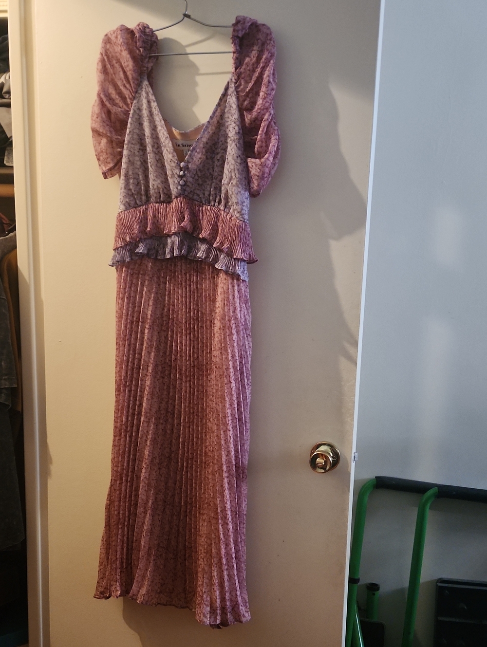 Women's Pink Ruffle Velvet Maxi Dress